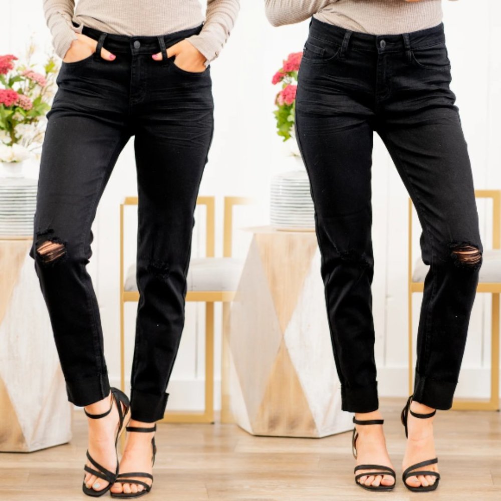 NWT Judy Blue Slim Fit High Rise Black Denim Jeans Size 26 - Picture 7 of 13